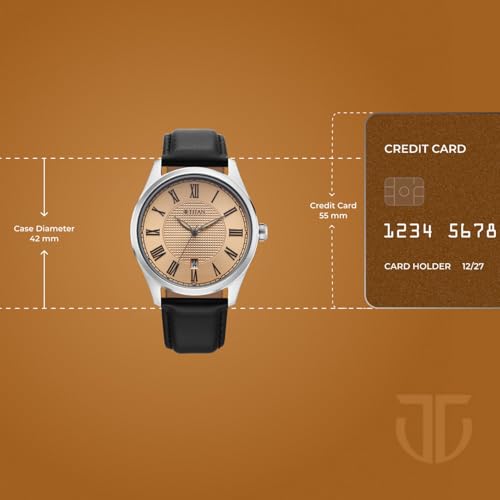 Image of Titan Neo Roman Analog with Rose Gold Dial Brown Leather Strap Watch for Men - 10063SL01