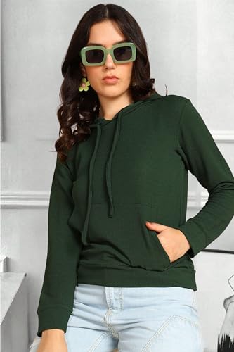Image of POPWINGS Casual Solid Hooded Pocket Sweatshirt for Women || Women Sweatshirts Casual Wear ||Stylish Western Winter Wear Sweatshirts for Women