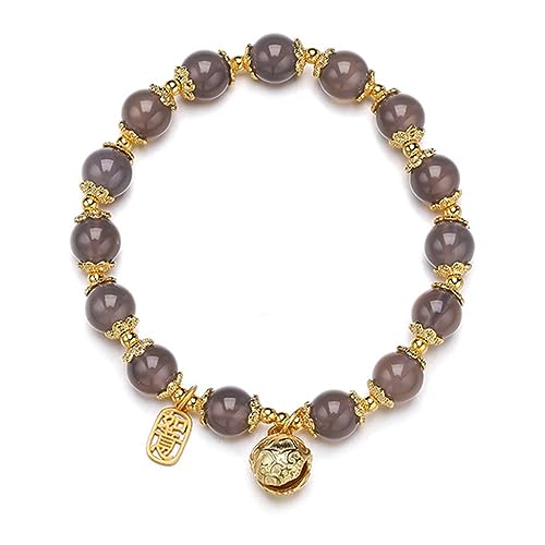 Bracelet agate avec clochette pour femme au style rétro et élégant