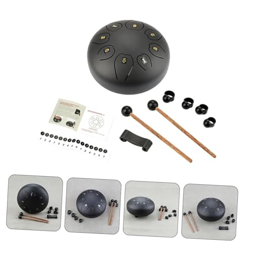Tambor de percusión metálico negro portátil para principiantes miniatura 4