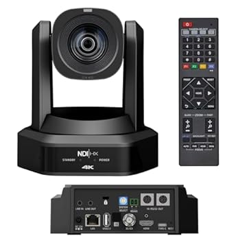 Câmera 4K NDI PTZ, câmera NDI|HX2 com zoom óptico de 20X e rastreamento automático de IA com saídas USB3.0 3G-SDI HDMI LAN, câmera de videoconferência que funciona com Zoom, OBS（navio do Brasil）
