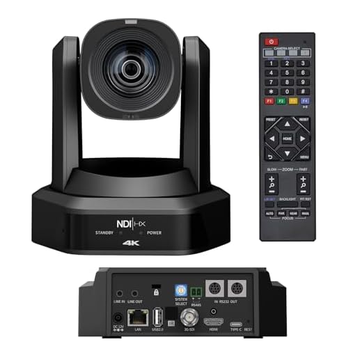 Câmera 4K NDI PTZ, câmera NDI|HX2 com zoom óptico de 20X e rastreamento automático de IA com saídas USB3.0 3G-SDI HDMI LAN, câmera de videoconferência que funciona com Zoom, OBS(navio do Brasil)