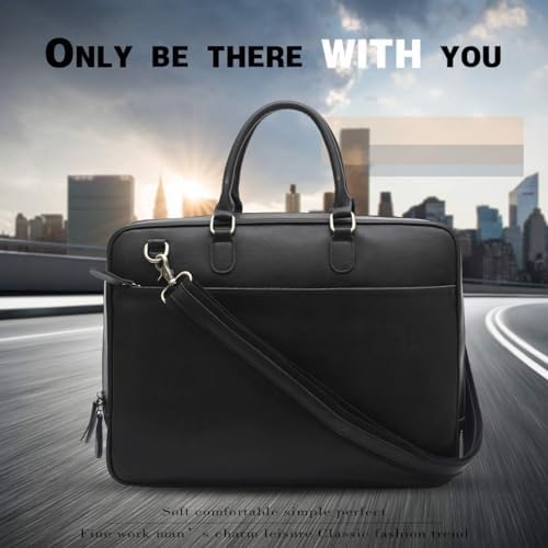 Leathario heren schoudertas, Messenger Bag van canvas, Aktentas voor studenten, laptoptas voor 14 inch, schoudertas koerierstas heren tas, college tas, universiteits tas, zwart, zwart, 15,6Zoll