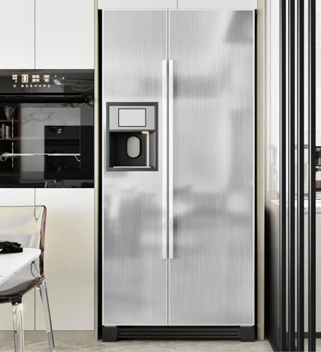 Image of Brushed Silver Wallpaper Vinyl Brushed Metal Look Wallpaper Self Adhesive Peel and Stick Wallpaper for Backsplash Kitchen Counter Top and Kitchen Appliance,Furniture(24 x 140).