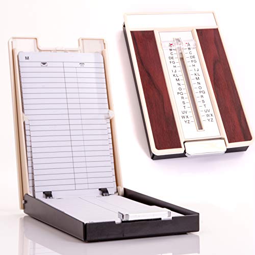 Répertoire téléphonique rétro de style années 70 avec loupe coulissant A-Z et effet bois pouvant contenir jusqu'à 400 numéros de téléphone
