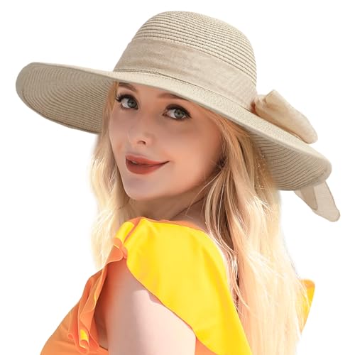 Sombrero de paja para mujer con ala ancha y correa