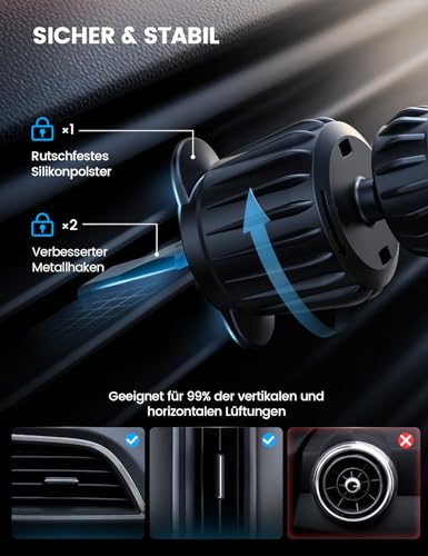 Lamicall Handyhalterung Auto für MagSafe Autohalterung - [2026 HD-Glas-Platte] Stark Magnetische Handyhalter Auto Lüftung, KFZ Handy Halterung Magnet für iPhone 17 16 15 14 13 Pro Max, Alle Smartphone 5