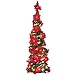 Collections Etc. Lighted Holiday Poinsettia Pull-Up Christmas Tree with Red Poinsettias, White Lights and Greenery
