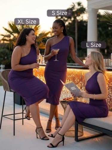 Image of Leriya Fashion One Shoulder Bodycon Dress For Women | Knee Length Party Dress For Womens Western|One Piece Dresses For Womans | Stylish Dress For Woman|Summer Casual Outfit Wear Events, Date & Evening Look