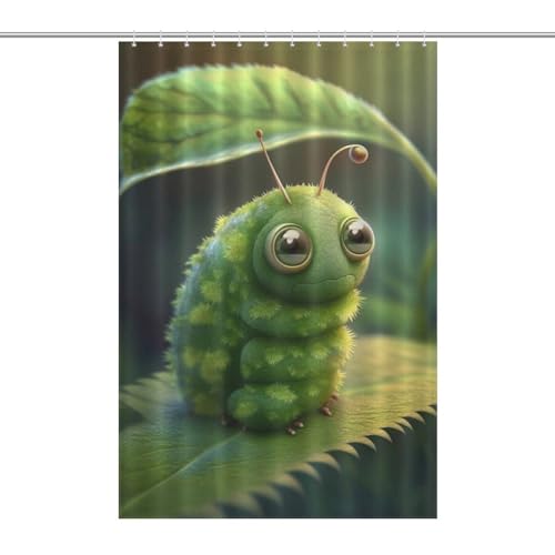 Rideau de douche imperméable chenille verte 122x183cm avec crochets - 7