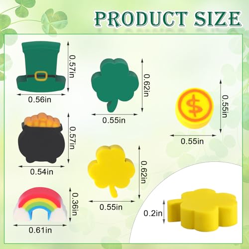 JUNEBRUSHS 150Pcs St. Patrick's Mini Erasers Cute Pencil Erasers - Image 2