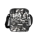 GUOLGP Barber Shop - Bolsa de almuerzo aislada transparente con estampado de estilo monocromático, capacidad para alimentos, escuela, trabajo, viajes, picnic, caja bento