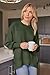 LILLUSORY Women's Oversized Batwing Sweaters 2025 Fall Outfits Trendy Crewneck Knit Side Slit Fashion Pullover Tops ArmyGreen XS