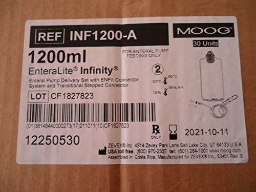 Moog Enteralite Infinity 1200 Milliliter Feeding Bag with Attached Pump Set, Case of 30 by Zevex