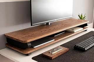 carpentray Store Wooden Monitor Stand with Storage Organizer for Desk with Wire Hole, Tables, Office, Home, Studio, Study Price In India