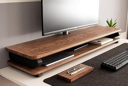carpentray Store Wooden Monitor Stand with Storage Organizer for Desk with Wire Hole, Tables, Office, Home, Studio, Study ...
