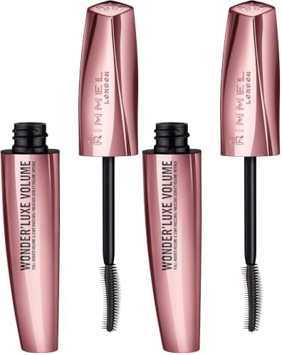 Rimmel Wonder'Luxe Volume Mascara, Long-Wearing, Volumizing, Smudge-Proof, 003, Extreme Black, 0.08oz (Pack of 2)