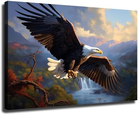 Flying Eagle Large Bird Poster Canvas Wall Art Print Picture Oil Painting Aesthetic Children's Room Bedroom Living Room Home Decor (08x12inch Unframed)