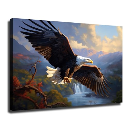 Flying Eagle Large Bird Poster Canvas Wall Art Print Picture Oil Painting Aesthetic Children's Room Bedroom Living Room Home Decor (08x12inch Unframed)