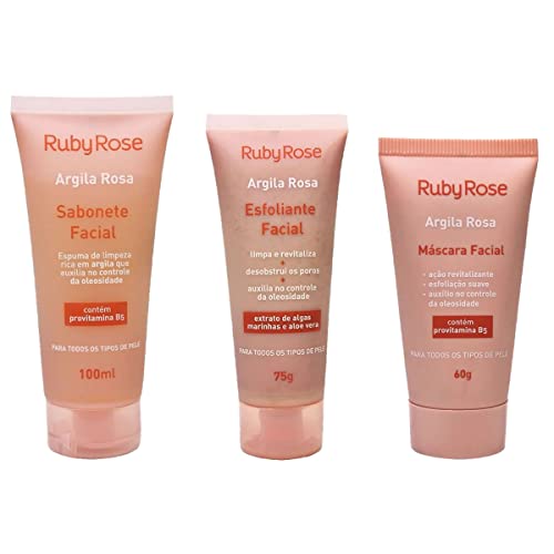 Kit Skin Care Ruby Rose Argila Rosa com 3 itens KND461