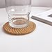 i-lan 6 Pack Real Rattan Round Woven Coasters Set with Holder for Drinks,4 Inch Wicker Round Cup Holders, Handmade Wicker Decorative Coasters for Coffee Table, Drink Cups,Countertop,Wall Décor,Brown