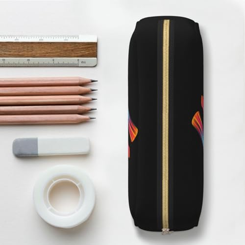 Image of Cute Initial Pencil Case for Kids Simple Leather Pencil Pouch for Boys Girls Letter Design Pencil Box Pen Bag Pencil Pouch Office Stationery Organizer, Rainbow Letter Y