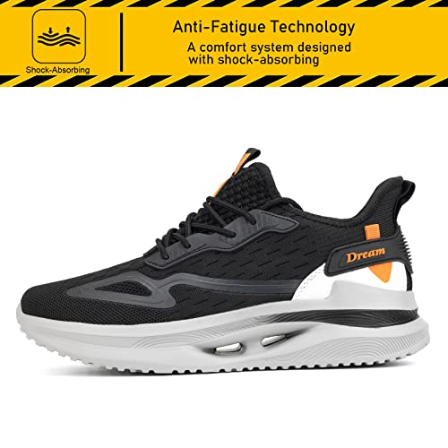 Dream Horse Steel Toe Shoes For Men Safety Work Shoes Lightweight Steel Toe Sneakers Puncture Proof Non Slip Construction Shoe Black #TOP3