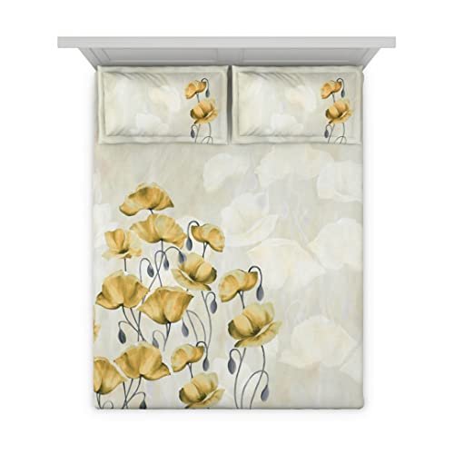 Image of DDECOR - Bella 100% Cotton Double Bedsheet with 2 Pillow Covers, King Size, Yellow