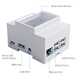 GeeekPi Obudowa do Raspberry Pi 3B+/3B na szynie DIN - Modułowa skrzynka na panele elektryczne, obudowa Raspberry Pi 3 z wentylatorem, radiator Raspberry Pi do Raspberry Pi 3B+/3B