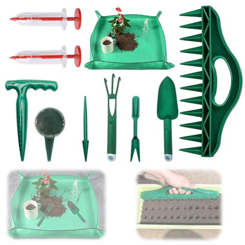 2026 Upgraded All-in-One Gardening Tool Kit: Thickened Repotting Mat, 12-Hole