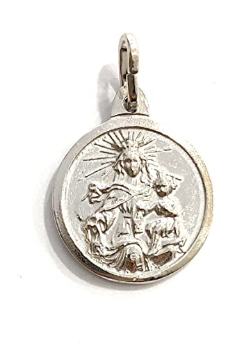Medalla Colgante Virgen del Carmen y Sagrado Corazón Plata
