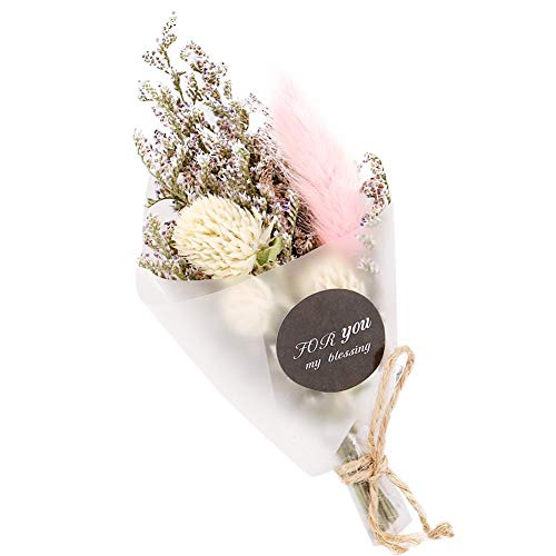 Junluck Flor seca natural, três cores disponíveis buquê floral presente para decoração de casamento
