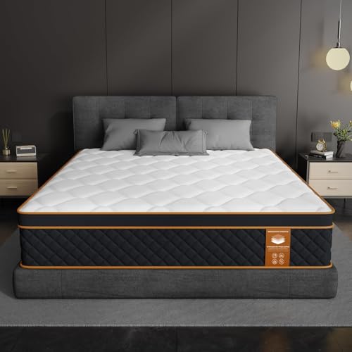 Colchón de 160 x 200 cm, altura de 25 cm, colchón de muelles de 7 zonas, dureza H3, colchón ortopédico y ergonómico con capa de espuma viscoelástica, certificado Öko-Tex & CertiPUR, alivia la espalda