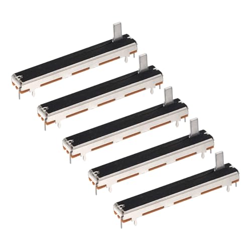 Image of sourcing map 5Pcs Straight Single Linear Slide Potentiometer 7 Pin B10K 60mm(L) 45mm Travel 10mm Handle Fader Variable Resistors Mixer Electronic Potentiometer for Dimming Tuning