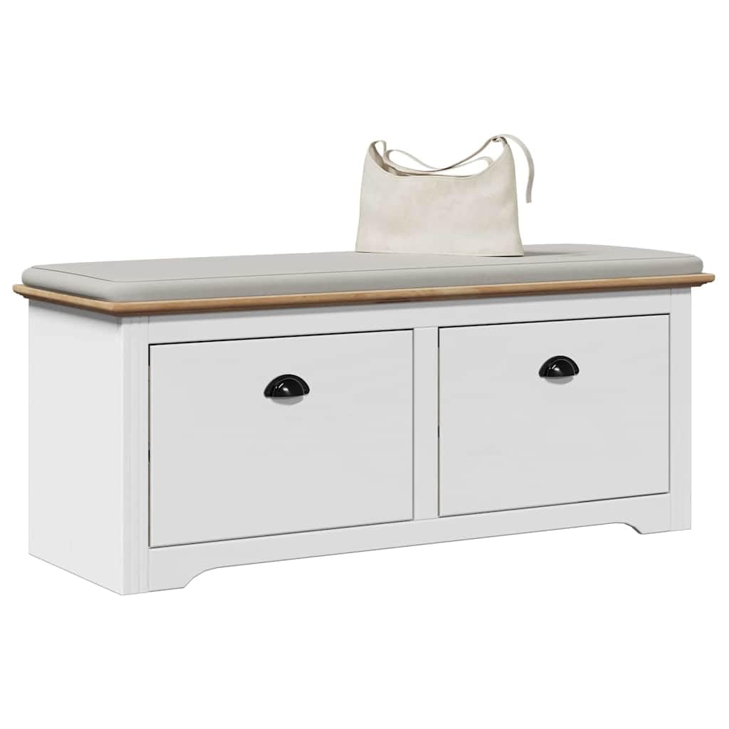 Banco de recibidor BODO Blanco y marrón 114x40x45 cm, Bancos Baul para Dormitorio, Banco Vestidor, Banquetas, Bancos para Cocina, Banco Auxiliar Cocina, Banco Vestuario - 4016870
