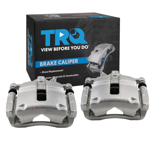 Image of TRQ Front Driver and Passenger Side Brake Caliper Set Caliper Brackets Hardware Compatible with 2007-2011 Mini Cooper With 280mm Diameter Front Rotors