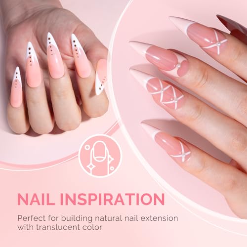 Image of MelodySusie 2PCS 15ML Blush Pink and Pink Builder Gel Set for Nails Thickening, Soak Off UV Extension Gel Rhinestone Glue in a Bottle for Nail Art Design Gift for Women DIY Manicure at Home 012+027