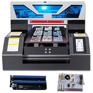 SHENGJINSH UV Printer Machine, A3 UV DTG Machine with LED Touch Screen, Bottle Holder, White Ink Circualtion, DTG Printers for T-Shirts Bottle Acrylic Phone Case Wood Glass Leather