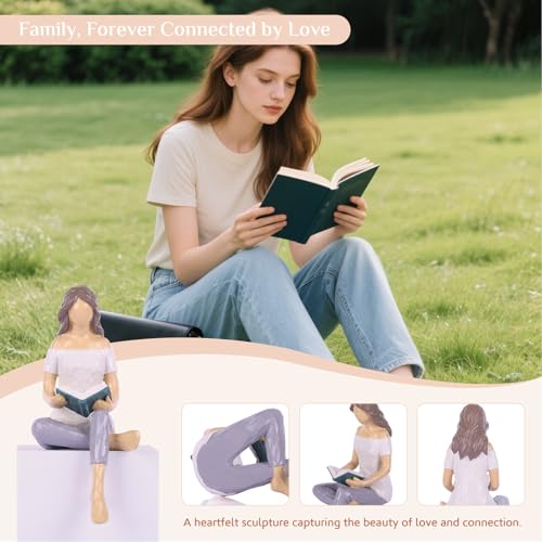 Estatua decorativa de mujer leyendo, resina pintada miniatura 6