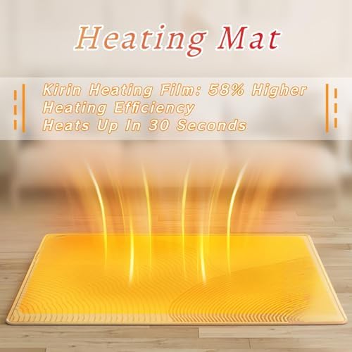 Waterproof Heated Floor Mat with Adjustable Temperature & 12-Hour Timer, Large 200x300cm Area Rug for Yoga, Living Room, Office & Home Comfort