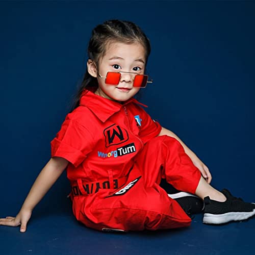 Lolanta Boys Girls Fashion Jumpsuit Zip-Front Coveralls Hip Hop Street Dance Outfit (Red, 8-10) #TOP1