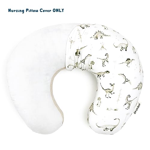 Image of GRSSDER Nursing Pillow Cover Stretchy Minky Removable Nursing Covers for Breastfeeding Pillows, Ultra Soft Comfortable Slipcover for Boy and Girls, Stylish Pretty Dinosaur