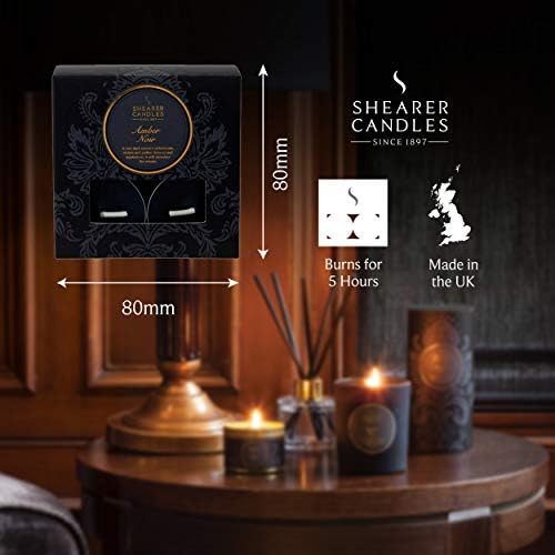 Shearer Candles Amber Noir (Pack of 8) Scented Tealights - Black