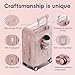 ROAMING 20-Inch Pink Carry On Luggage Airline Approved Lightweight PC Hardside Rolling Suitcase with TSA Lock Cup Holder USB Charging Port and Spinner Wheels for Women Ice cream suitcase