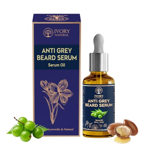Ivory Natural Greys Beard Oil Serum (55 Ml) - Turning White Beard to Black | Reversing Graying Hair Naturally