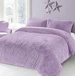 NIGHTZONE Teddy Bear Fleece Long Fur Cuddles Alaska Luxury Duvet Cover Set Warm Cosy Soft Teddy Bedding Set (Lilac, Double)