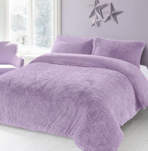 NIGHTZONE Teddy Bear Fleece Long Fur Cuddles Alaska Luxury Duvet Cover Set Warm Cosy Soft Teddy Bedding Set (Lilac, Super King) — image 1