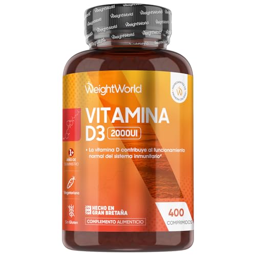 Vitamina D3 2000 UI 400 Comprimidos - Colecalciferol Vegetariano para Más de 1 Año de Suministro - La Vitamina D contribuye a la función normal del sistema inmunológico (EFSA) - Sin OGM ni Gluten