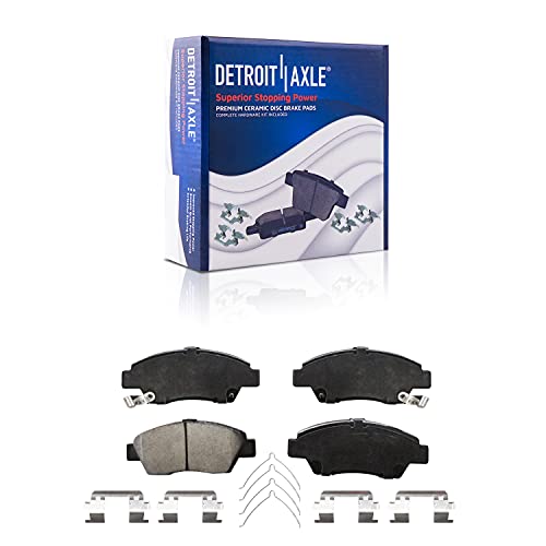 Image of Detroit Axle - 4pc Brake Kit for Honda Fit, Front Ceramic Brake Pads Rear Brake Shoes 2009 2010 2011 2012 2013 2014 2015 2016 2017 2018 2019 2020 Replacement
