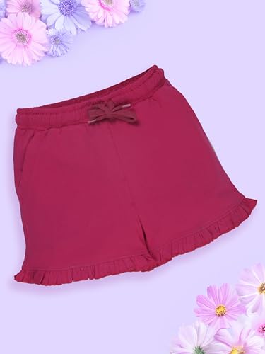 Image of KiddoPanti Girls 100% Cotton Bottom Hem Frill Hot Shorts